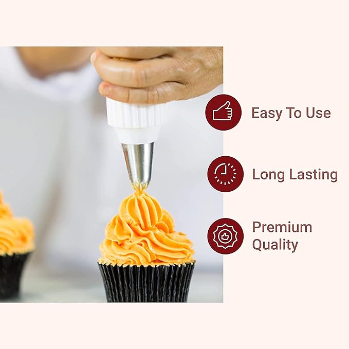 KITCHTIC Reusable Single Piping Bag - Premium Design, Dishwasher Safe - Cotton, Black - Professional Dressing Bag with E-Book Tips