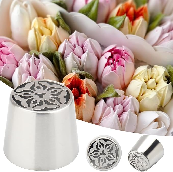 Extra Large Russian Piping Tips for Marshmallows Stainless Steel Flower Frosting Nozzles many styles Cake Decorating Baking tool for Buttercream, Cupcakes Cookies(SL41)