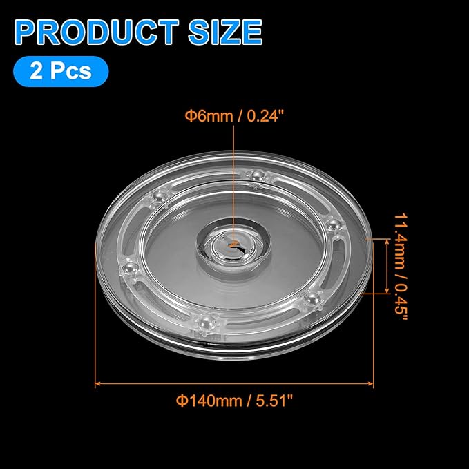 uxcell 2Pcs Acrylic Lazy Susan Turntable, 5.5 Inch Clear Turntable Organizer Ball Bearing 360 Degree Rotating Tray for Spice Rack Table Cake Kitchen Pantry Decorating Bathrooms