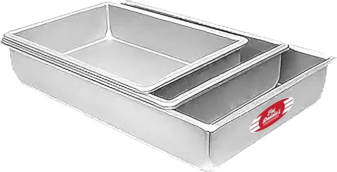 Fat Daddio's Anodized Aluminum 3-Tiered Odd Sheet Cake Pan Set, 3 Inch Deep