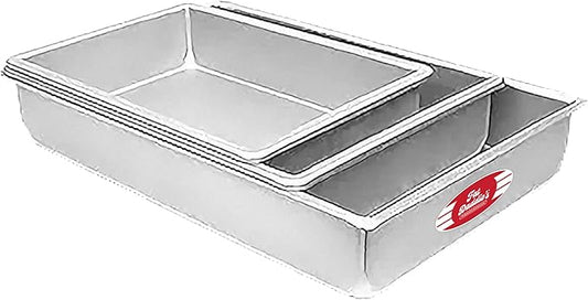 Fat Daddio's Anodized Aluminum 3-Tiered Odd Sheet Cake Pan Set, 3 Inch Deep