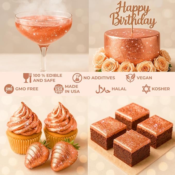 Bulk (20g) Pink Edible Glitter for Drinks | Premium Pink Edible Glitter for Cakes Drink - Shimmer Glitters Cake Decorations for Strawberries Cocktail Shimmering