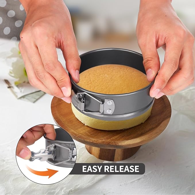 Dualshine 8 Pcs 4 Inch Springform Pan Mini Cheesecake Pan with Removable Base Nonstick Round Cake Pans for Baking with 100 Pcs Parchment Paper Liners for Pizzas，Quiches