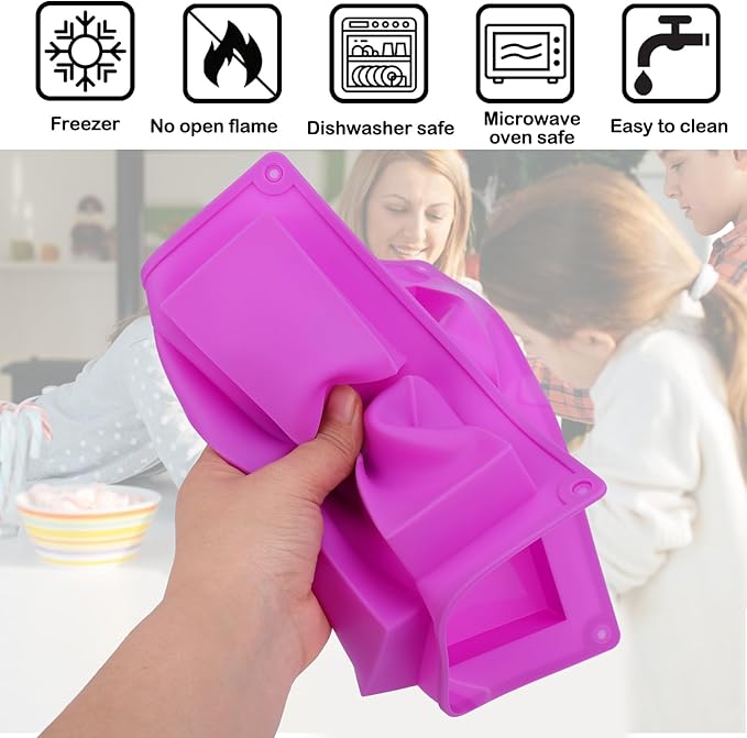 Palksky Rice Snacks Molds for Rice Krispies Treats Baking, 3pcs 6-Cavityrice Cereal Bars Trays for Crispy Treat Making, Candy Making Supplies for Chocolate Brownie Cornbread Pudding Butter Mould