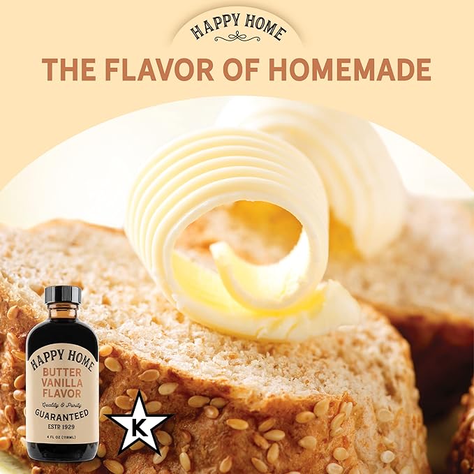 Happy Home Premium Natural Butter Vanilla Flavor - Certified Kosher, 4 oz. (Pack of 2)