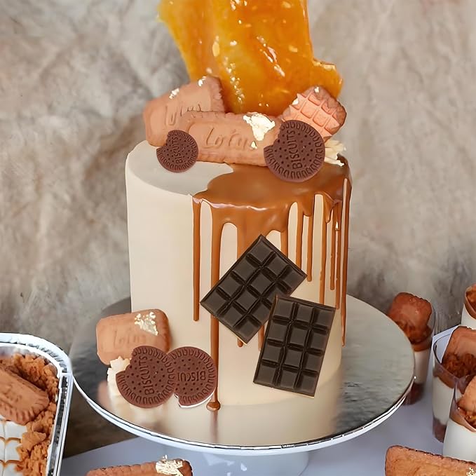 Biscuit Silicone Mold Chocolate Silicone Molds 4 Pcs, Waffle Cookies Fondant Mold for Cake Decoration Candy Cupcake Topper Cake Polymer Clay Crafts Epoxy Resin