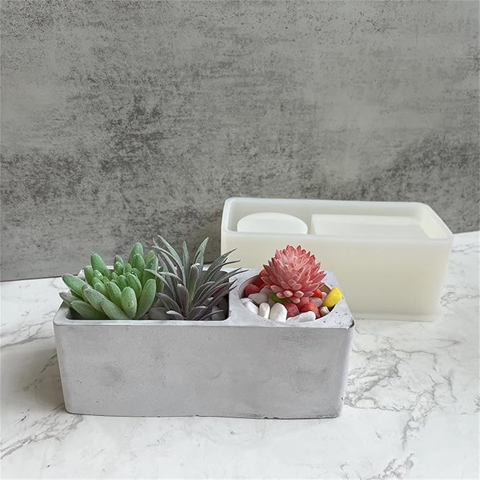 Round Square Plaster Flower Pot Silicone Mold Epoxy Resin Pen Holder Storage Box Mold Succulent Planter Vase Cactus Concrete Mold Cement Clay Mould