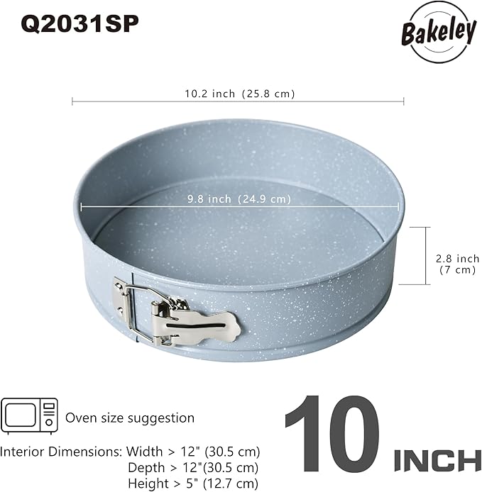 Springform Pan 10-Inch Nonstick Cheesecake Pan with Removable Bottom Round Baking Cake Pie Mold for Oven 10" x 10" (Grey with White Point)