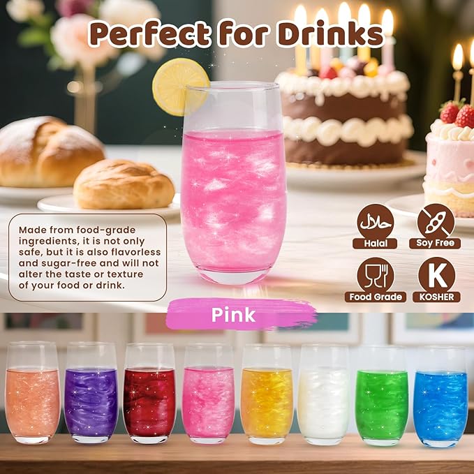 Pink Edible Glitter Spray, Edible Glitter for Cocktails, Food Grade 5g, Shimmer Luster Dust for Drinks, Cake Decorating, Cupcake, Baking, Cookies, Kosher