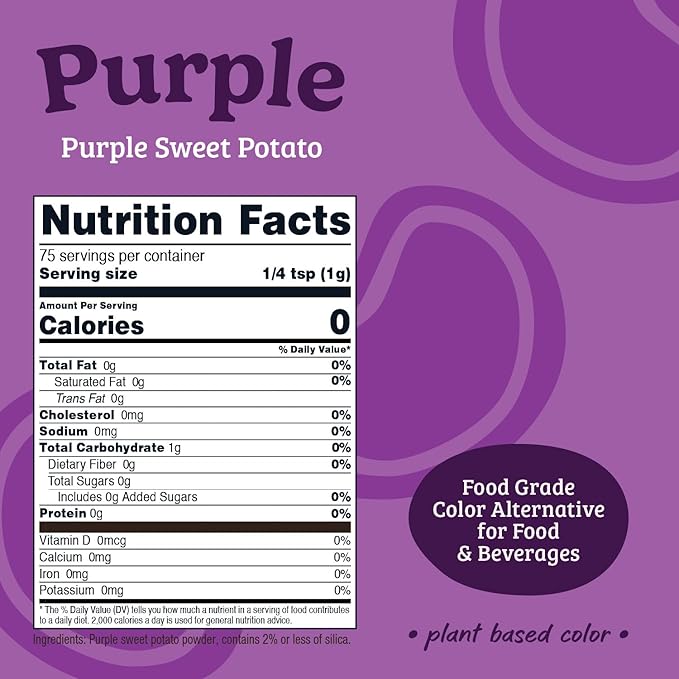 Nutricost Purple Plant Based Food Coloring From Purple Sweet Potato Powder (75 Servings) - Nutricolor Color Alternative For Food & Beverages