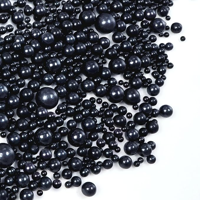Black Pearl Sugar Sprinkles, Edible Black Sprinkles for Cake Decorating, 150g/5.29oz, Baking Cake Decorations, Foodgrade Toppers, Cupcakes, Cookies, Birthday, Wedding Party Chirstmas Supplies