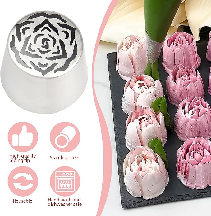Extra Large Russian Piping Tips for Marshmallows Stainless Steel Flower Frosting Nozzles many styles Cake Decorating Baking tool for Buttercream, Cupcakes Cookies(SL58)