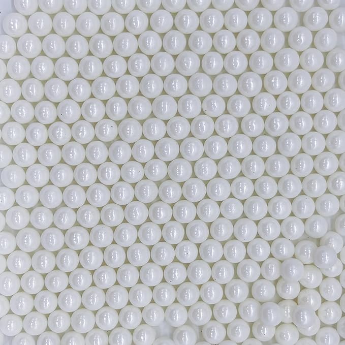 Edible White Pearl Sugar Sprinkles Candy 7mm Mini Pearls Cake Decorations Cupcake Toppers Cookie Decorating Perfect for Wedding Party Valentine Halloween Christmas Supplies 3OZ