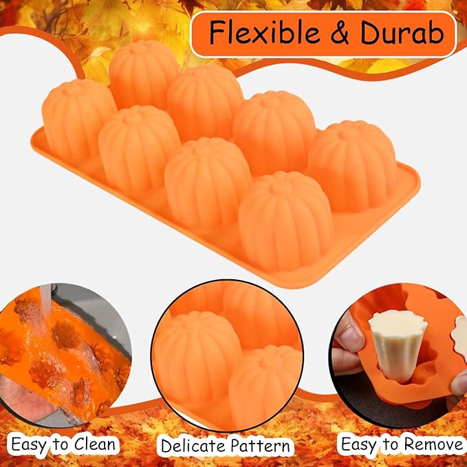 1 Pcs Silicone Chocolate Molds Fall Thanksgiving Halloween Christmas Autumn Pumpkin Candy Chocolate Mold Silicone Molds for Candy Jelly Wax Melt Ice Cubes Cake Decorations