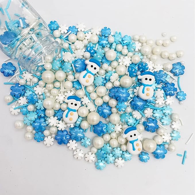 GEORLD Eyeballs Candy Sprinkles Eyes Cake Cupcake Toppers Halloween Cookie Dessert Sprinkles Decorations (snowman&snowflakes)