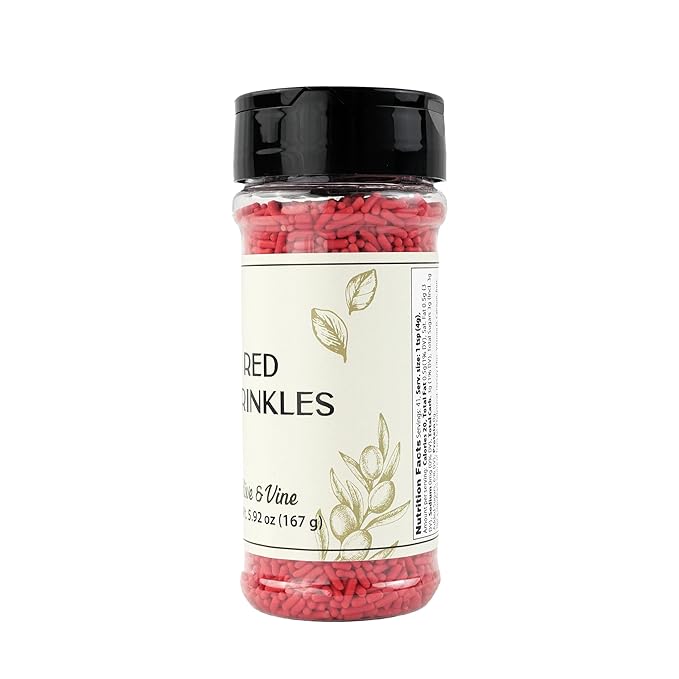 Olive & Vine Red Sprinkles, Sweet & Festive, For Baking & Decorating, Rich Tradition, Authentic Taste, For Global Recipes (5.92 Ounce)
