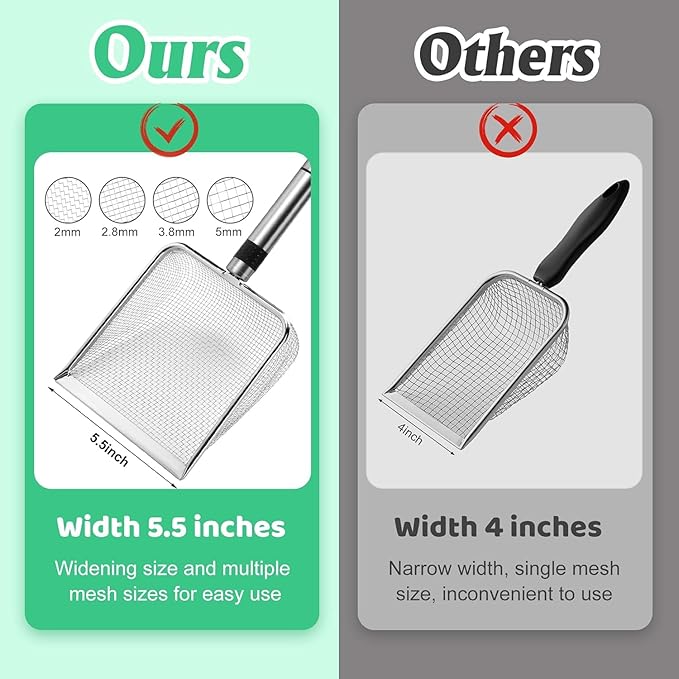 4 Pcs Gardening Soil Sifter, 5" W-Shape Garden Sieve Sifter with Handle (2/2.8/3.8/5 mm Mesh), Portable Gardening Sifter for Gradening Sand Soil Dirt Compost