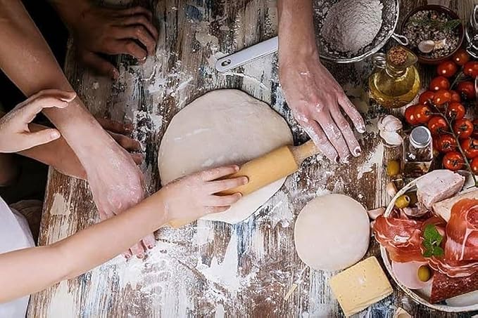 Natural Wooden Non-Stick Rolling Pin for Baking – Perfect for Pie, Cookies,Fondant, PIzza, Pastry Dumpling & Roti-Poori | Classic Belan for Dough Rolling | Thanksgiving Kitchen Gift - 13 Inches