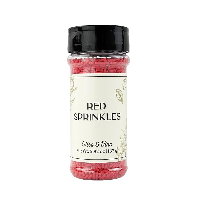 Olive & Vine Red Sprinkles, Sweet & Festive, For Baking & Decorating, Rich Tradition, Authentic Taste, For Global Recipes (5.92 Ounce)
