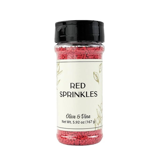 Olive & Vine Red Sprinkles, Sweet & Festive, For Baking & Decorating, Rich Tradition, Authentic Taste, For Global Recipes (5.92 Ounce)