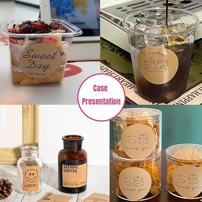 Custom Lable Stickers Round Kraft Paper Stickers, Customized Jars Labels Bakery Package Label with Floral Wreath Personalized with Texts, Logo, Thank You Labels for Business 100pcs (Style 7)
