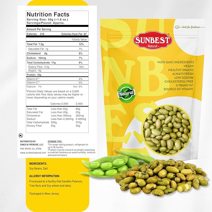 Sunbest Natural Dry Roasted Edamame – 4 lb Bulk Bag (64 oz) – Lightly Salted, Protein-Packed & Gluten-Free – Kosher, Vegan, Keto, Paleo – Great Snack & Recipe Add-In