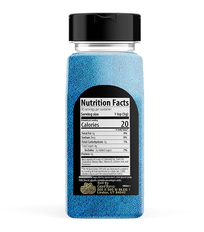 GranAroma Blue Nonpareils, 1 lb, Decorative Sprinkles, Cakes & Cookies, Bakery Staple