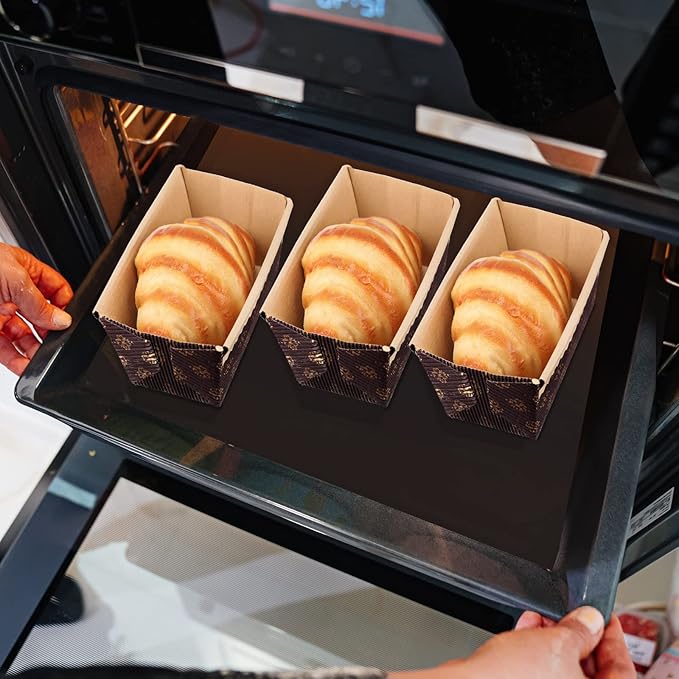 100 Pieces Paper Loaf Pans for Baking Kraft Bread Loaf Pan Disposable Baking Rectangle Loft Mold for Cake Bread Display, 6 x 2.6 x 2 inch