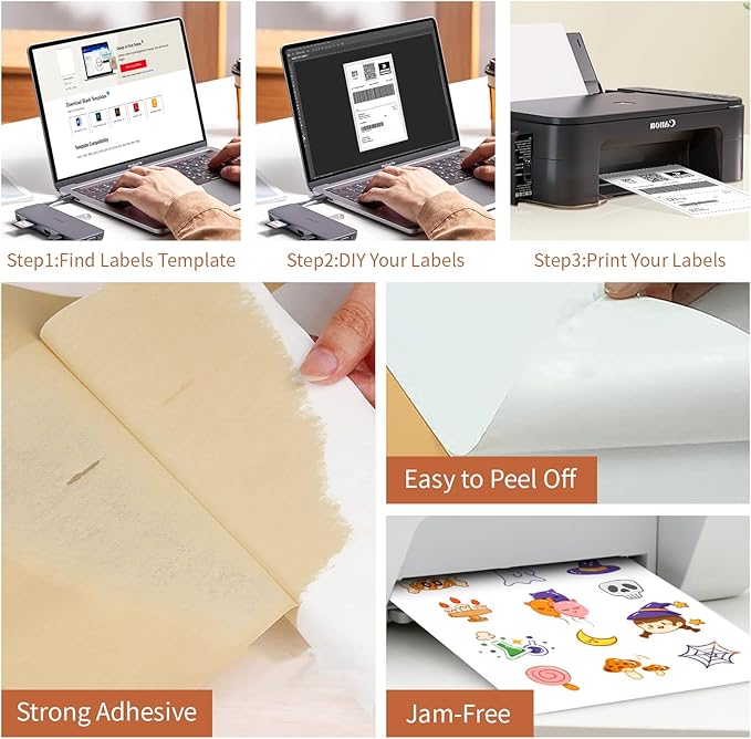 Full Sheet Sticker Labels, 8.5" x 11" Shipping Labels Paper (100 Sheets, 100 Labels), Self Adhesive Full Sheet White Matte Label Paper, Address Sticker Labels for Laser & Inkjet Printer