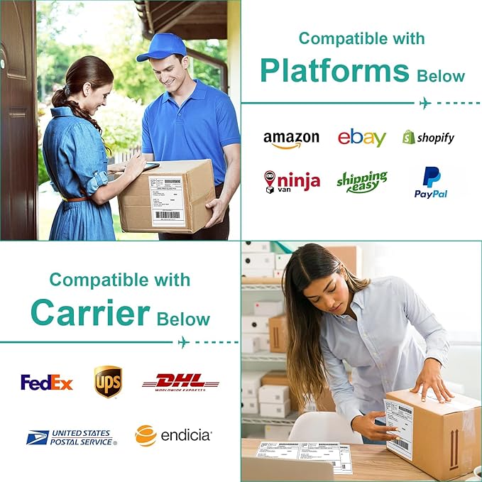 MFLABEL Half Sheet Shipping Labels 2-UP (300 Labels, 8.5"x5.5") - Round Corner Laser/Inkjet Labels for FedEx, UPS, Amazon FBA Strong Adhesion Corrugated Box Labels