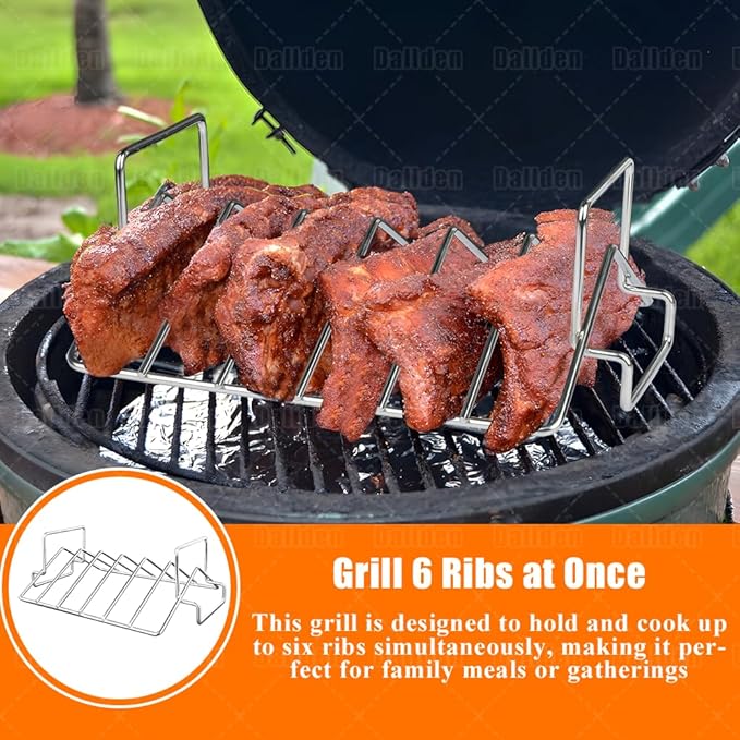 Thanksgiving Turkey Roasting Rack Stand for Smoker and Grill, Turkey Roaster V Rack Stainless Steel Rib Racks for Grilling and Smoking, for Large and XLarge Big Green Egg,Kamado Joe,Big Joe