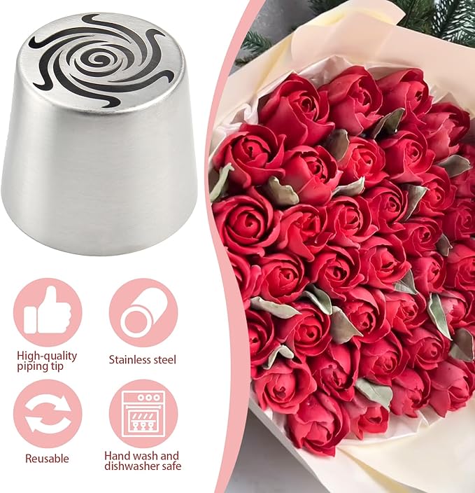 Extra Large Russian Piping Tips for Marshmallows Stainless Steel Flower Frosting Nozzles many styles Cake Decorating Baking tool for Buttercream, Cupcakes Cookies(SL88)