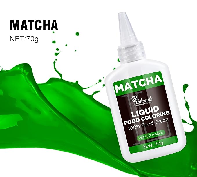 Liquid Food Coloring (Matcha), 70g × 3 Bottles Food-Grade Concentrated Flavorless Food Coloring Set, Vibrant Dye Ideal for Baking Cookies, Cake Decorating, Icing, Fondant, Easter Eggs, DIY Projects