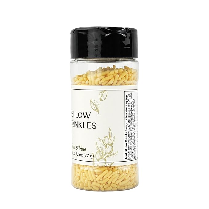 Olive & Vine Yellow Soft Sprinkles, Subtle Sweetness, For Baking & Desserts, Rich Tradition, Authentic Taste, For Global Recipes (2.72 Ounce)