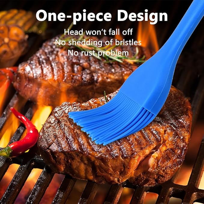 Hhyn Silicone Basting Pastry Brush Set 2 Pack Heat Resistant Spread Oil Butter Sauce for BBQ Grill Barbeque Kitchen Baking Cooking Pastries, 1 Large & 1 Small