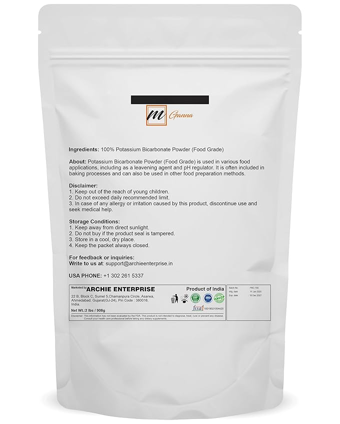 mGanna Potassium Bicarbonate Food Grade Powder, 2 lbs