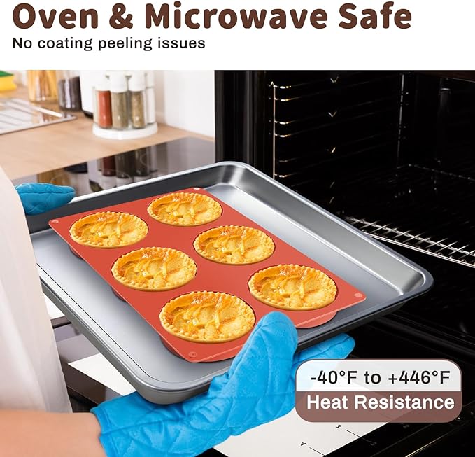 Ocmoiy 4 Inch Silicone Egg Mold for Breakfast Sandwiches, 2 Pack Non-Stick Silicone Muffin Top/Hamburger Bun Pan, Large Eggs Bites Molds for Oven Baking Egg Patty, Pancake, Frittata
