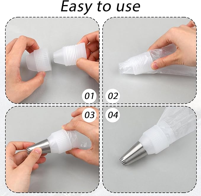6 Pieces Plastic Couplers of Large Size, Standard Couplers Base Diameter 1.42" Height 2.05" Easy Switching, for Piping Tip White Pastry Bag Coupler for Cake Decorating Icing Nozzles