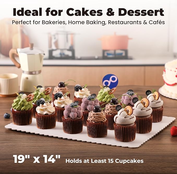 Fit Meal Prep [20 Pack 19x14 Rectangle Cake Boards White Cardboard Cake Base, Half Sheet Disposable, Desserts and Pastries Food Bottoms, Grease Proof and Moisture Resistant