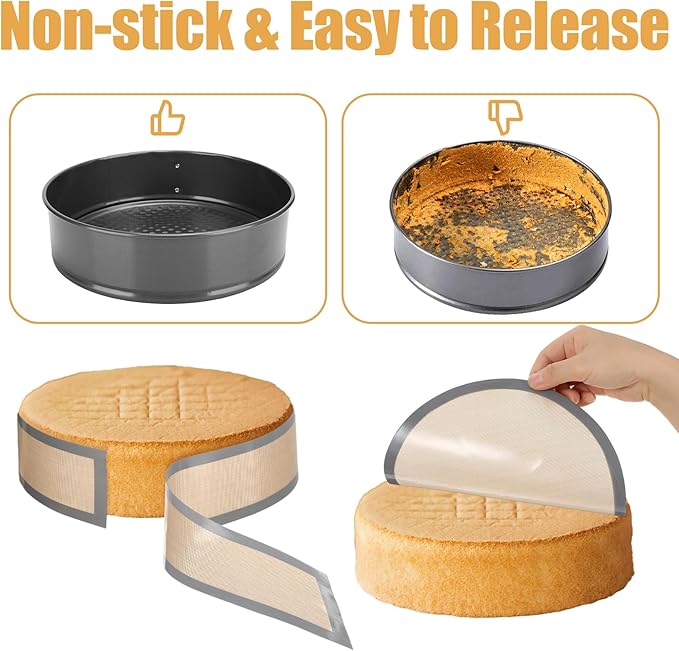 2 Pcs Silicone Baking Mat for Springform 9 inch Pan Cheesecake Non Sick Pan Protector Prevent Cake from Sticking to Bottom and Side Easy Clean Non Sick for Baking Cheesecake Pans