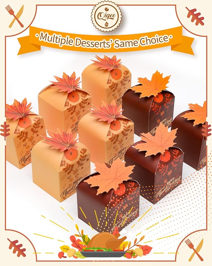 qiqee Thanksgiving Cross Gift Boxes 52pcs 3.3x3.3x3.3 Inches Cookie Boxes for Festival Party,3D Square Gift Box for Gifts,Small Cardboard Box for cookie,chocolate,pudding, Widely Used in Various
