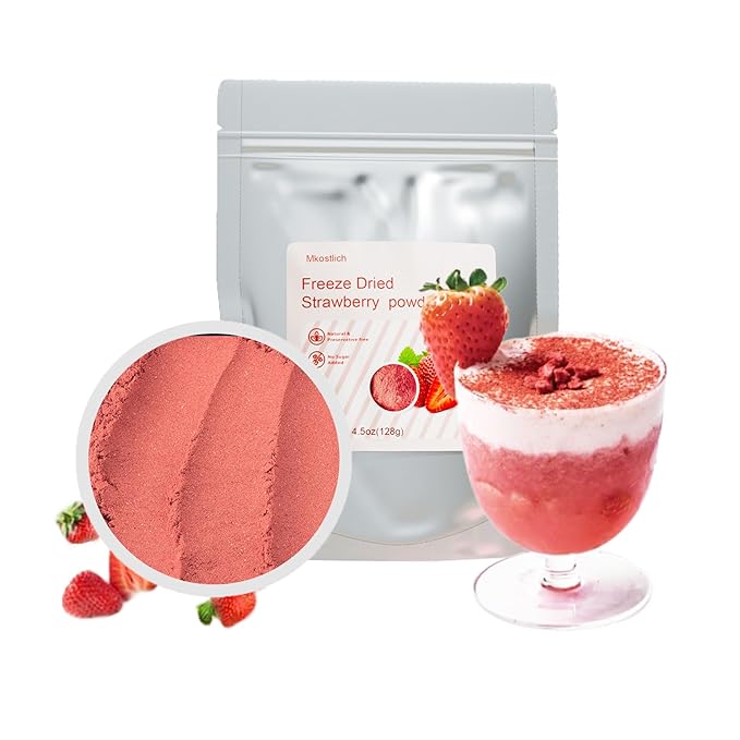 Mkostlich Freeze Dried Strawberries Powder, 11.28oz/320g Strawberry Powder for Baking, Smoothies, Drinks, No Sugar Added