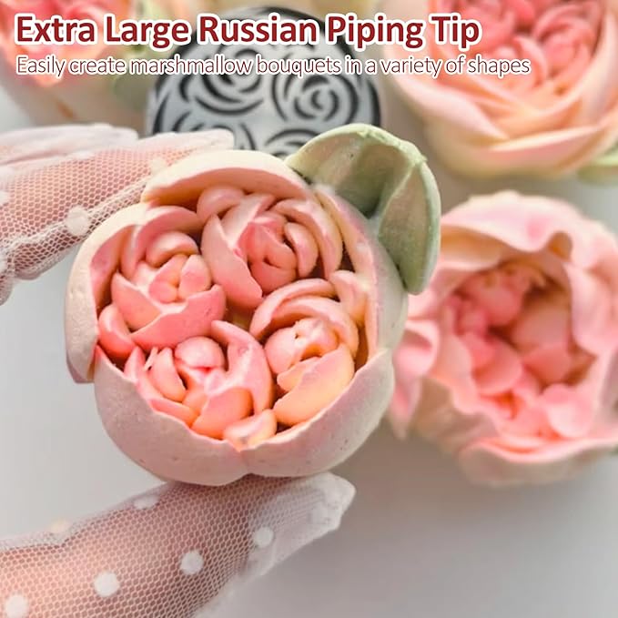 Extra Large Russian Piping Tips for Marshmallows Stainless Steel Flower Frosting Nozzles many styles Cake Decorating Baking tool for Buttercream, Cupcakes Cookies(SL68)