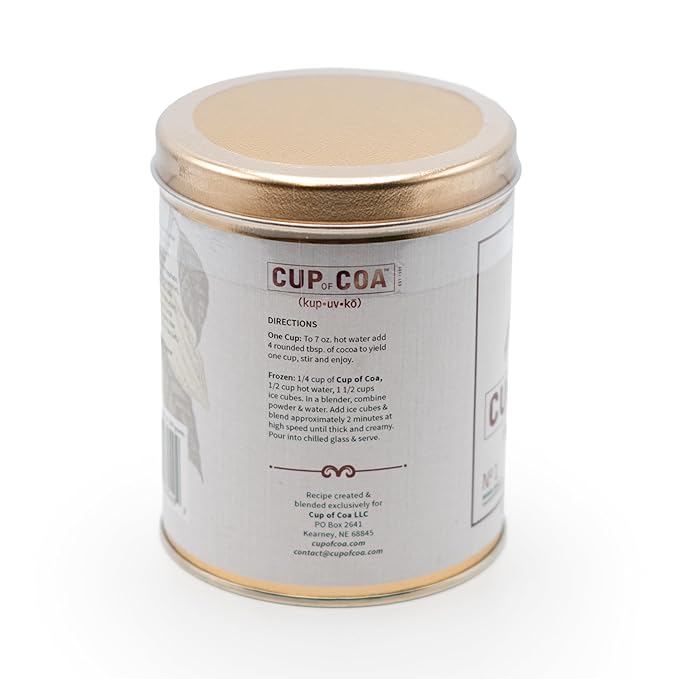 Cup of Coa Cocoa Tin | Gourmet Cocoa Powder | Frothy Head & Creamy Base | Natural Ingredients | Can be served Hot & Cold | Best Hot Chocolate | Best Rich Drink | Made in USA
