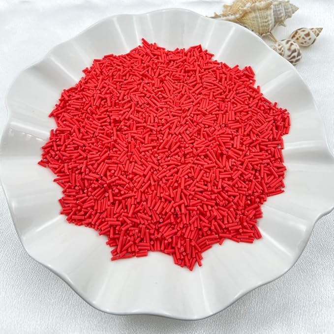 150g Fake Sprinkles Resin Sprinkles Clay Sprinkles Fake Candy Sprinkles Polymer Sprinkles Polymer Clay Slices for Resin Nail Slime Scrapbook DIY Art Crafts Making(230-red)