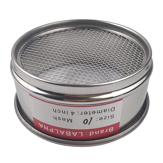 LABALPHA 10 Mesh Lab Sieves, Test Sieve #10 Mesh, 4'' Diameter, 304 Stainless Steel Wire Cloth (2mm)