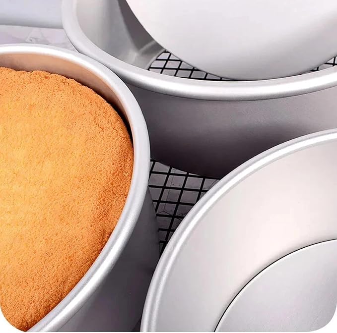 Heavy-Duty Round Aluminum Layer Cake Pan – Professional Bakeware for Baking Layered Cakes Even Heat Distribution Easy Release (9"x3")