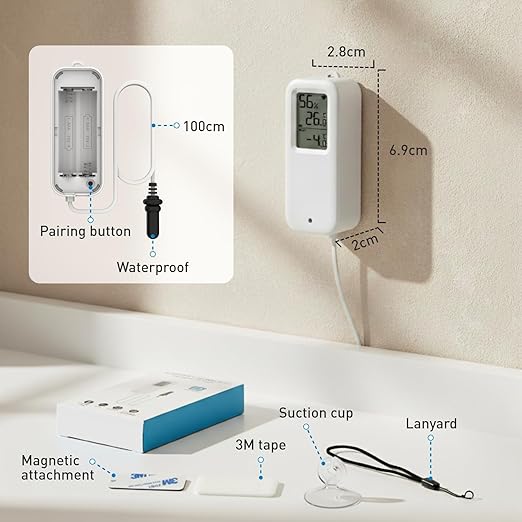 Daytech Freezer Thermometer with Room Thermometer and Freezer Alarm 2in1 WiFi Temperature Sensor with App and Email Alerts for Fridge Fish Tank Pet Cage Wine Cellar Greenhouse 2 Pack (No Hub Required)