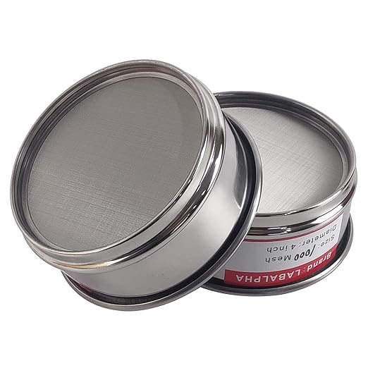 LABALPHA 1000 Mesh Lab Sieves, Test Sieve #1000 Mesh, 4'' Diameter, 304 Stainless Steel Wire Cloth (0.015mm)