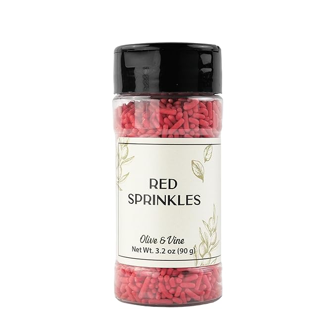 Olive & Vine Red Sprinkles, Sweet & Festive, For Baking & Decorating, Rich Tradition, Authentic Taste, For Global Recipes (3.2 Ounce)